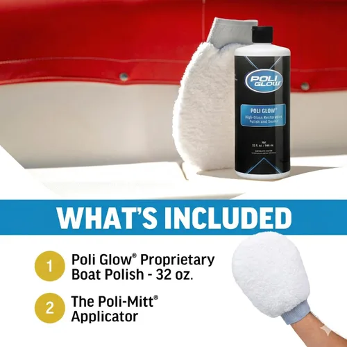 Vista 10 de Poli Glow Kit de Pulimento para Barcos y Vehículos Recreativos con Guante Aplicador - Pulimento de Fibra de Vidrio de Alto Brillo de 32 oz