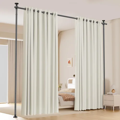 Vista 15 de Juego de cortinas divisoras de habitación, cortinas opacas extra anchas con Beige