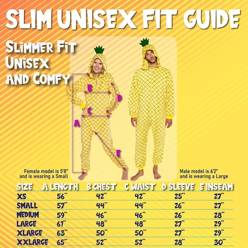 Vista 3 de Slim Pineapple and Avocado Adult Onesie - Food Halloween Costume - One Piece Cosplay Suit for Adults, Women and Men FUNZIEZ!