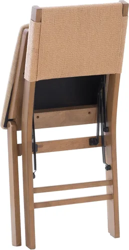 Vista 20 de Bennett - Juego de 2 sillas plegables naturales con respaldo de cuerda y asiento tapizado de lino Linon