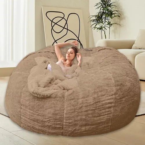 Vista 22 de HDMLDP - Funda de puf para niños y adultos, sin relleno, funda cómoda, esponjosa y redonda, para sofá tipo puf, para silla de lectura, silla de Gris