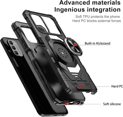 Vista 6 de Funda inalámbrica Galaxy para Nokia C300/G100 con protector de pantalla de vidrio templado, soporte de coche con anillo de soporte a prueba