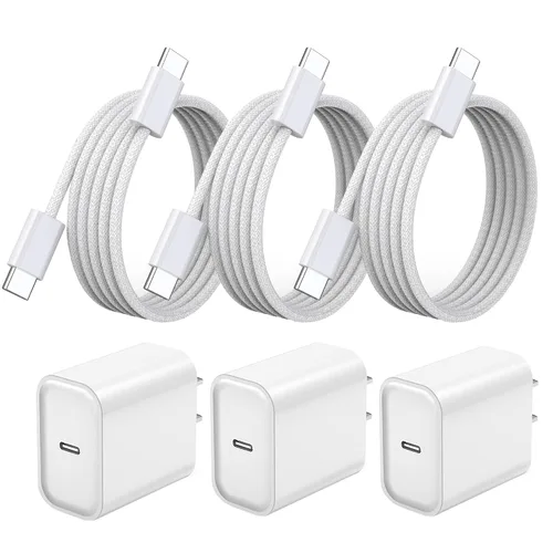 Vista 11 de Cargador rápido para iPhone 17/16/15, carga rápida extra larga de 10 pies, paquete de 3 bloques USB-C a USB C, cable de carga rápida para iPhone