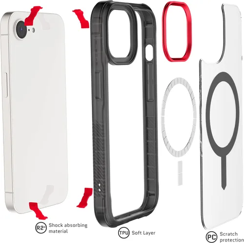 Vista 64 de Ghostek Covert Clear - Funda transparente para iPhone 15 Plus, silicona a prueba de golpes, compatible con accesorios Apple MagSafe, funda Negro
