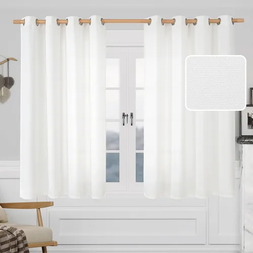 Vista 49 de LAMIT Cortinas de Lino Blancas Semitransparentes para Dormitorio, Paneles Filtrantes de Luz, Cortinas de Lino con Ojales de Protección de Privacidad