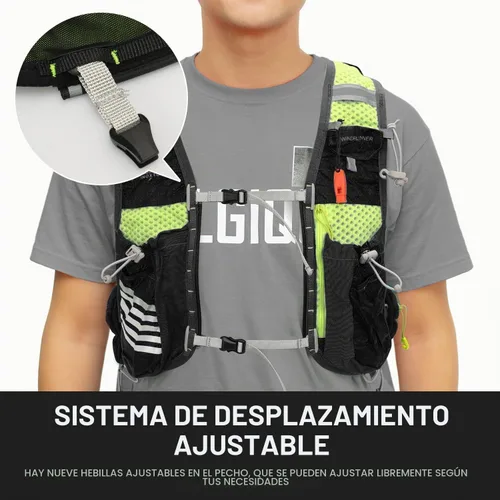 Vista 6 de INOXTO - Chaleco de hidratación, mochila ligera para correr en el agua, con bolsa de vejiga de agua de 1.5 litros, mochila para senderismo