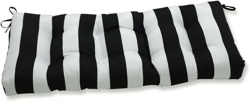 Vista 28 de Pillow Perfect - Cojín capitoné a rayas, resistente a la intemperie y la decoloración, para sofá de mimbre/columpio de exterior, bordes cuadrados