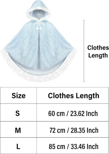 Vista 7 de Elsa - Disfraz de Elsa para niña, capa con capucha, vestido de princesa de Frozen para cosplay