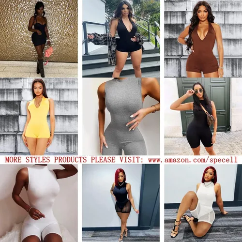 Vista 3 de Specell Sexy Rompers,Club Outfits Women,Sexy Outfit for Women Party Club Night,Jumpsuit Shorts,One Piece Outfit Women
