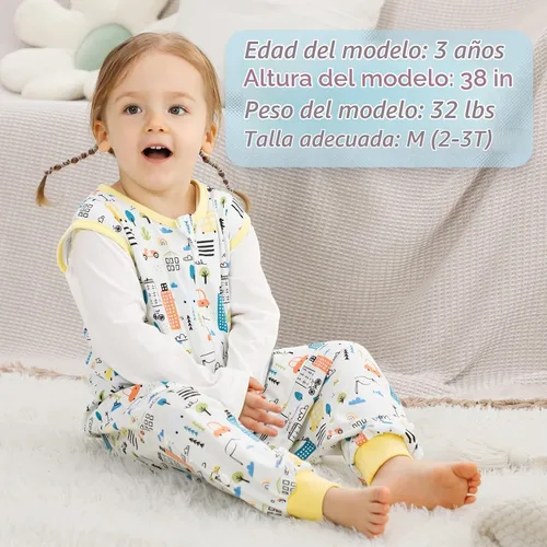 Vista 3 de WONDAY Toddler Sleep Sacks, Sleeveless Sleep Sack with Legs 12M-5T Coche