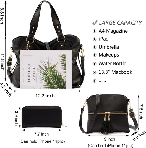 Vista 3 de Juego de carteras y carteras para mujer, bolso grande con cartera, 3