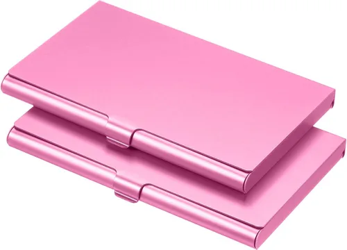 Vista 9 de PATIKIL Portatarjetas de visita, 2 piezas de aleación de aluminio, funda delgada para tarjetas de nombre para mujeres y hombres, color negro