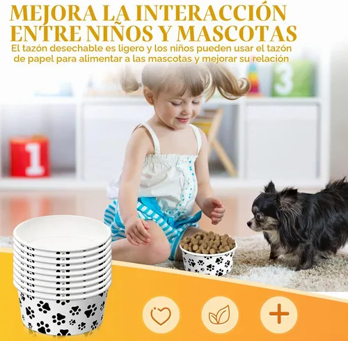 Vista 5 de Potchen - Cuencos desechables de papel para perros pequeños y mascotas, a granel, 16 onzas, 12 onzas