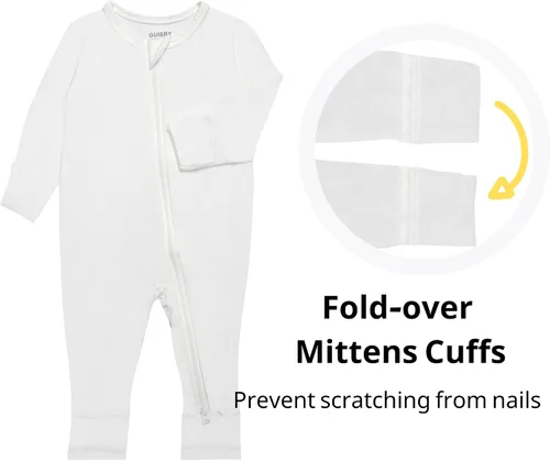 Vista 3 de GUISBY Pijamas para Bebé con Puños de Mitones - 3 Piezas Niñas Niños Cremallera de 2 Vías Manga Larga Rayón Pijamas