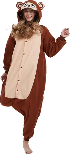Vista 6 de SimZoo Pijama de animal para adultos, disfraz de cosplay de animales para hombres y mujeres, ropa de dormir unisex de una sola pieza