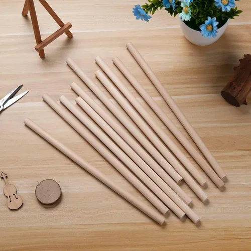 Vista 5 de Varillas de Clavija de Madera Tacos de Madera, 10 Piezas 1/2 x 12 pulgadas Varillas Redondas de Madera para Manualidades, Tacos de Macramé, Palos