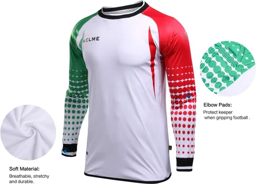 Vista 4 de KELME Camiseta y pantalones cortos acolchados de portero para hombre, camisas y pantalones de portero de fútbol juvenil, kit de uniforme de portero