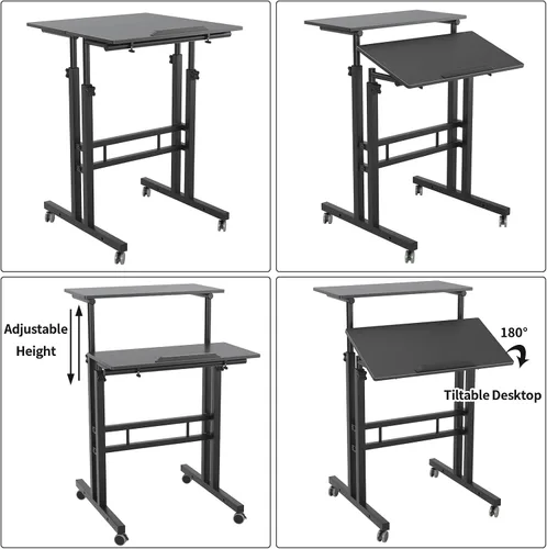 Vista 3 de SogesHome Mesa de escritorio ajustable para computadora portátil de 23.6 pulgadas, soporte de computadora portátil, mesa de bandeja de escritorio