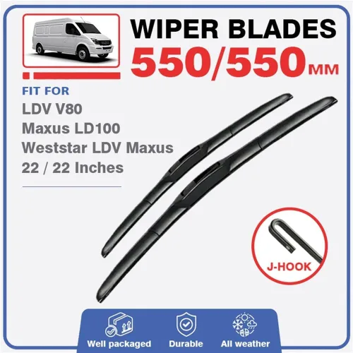 Vista 2 de Juego de limpiaparabrisas delantero compatible con LDV V80 Maxus LD100 Weststar LDV Maxus 2011-2023 cepillos de parabrisas cortadores de ventana