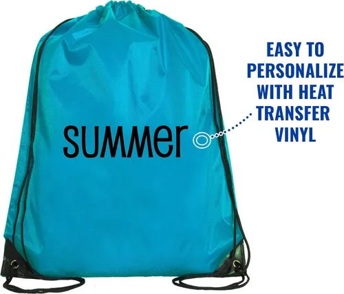 Vista 5 de Threadart Mochilas con cordón – Paquete de 10 Saco deportivo de cuerda Gimnasio, almacenamiento y viajes Grande 15 x 18.5 pulgadas, Agua