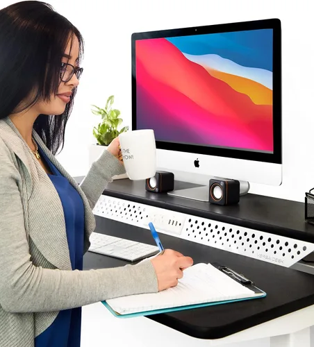 Vista 7 de VERSADESK Escritorio eléctrico de pie de 48 pulgadas, escritorio de pie ajustable en altura de grado comercial, escritorio ergonómico para negro