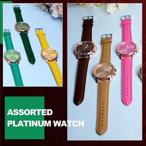 Vista 6 de Juego de 28 relojes de platino surtidos para hombres y mujeres con números romanos, correas de piel sintética, relojes de cuarzo unisex, relojes