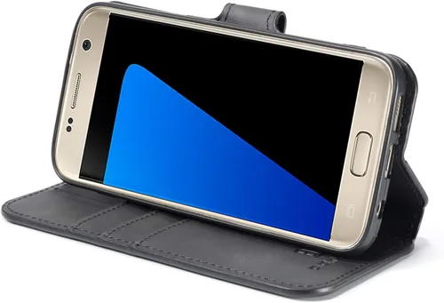Vista 3 de UEEBAI Funda de cuero PU para Samsung Galaxy S7, Vintage Retro Premium Wallet Flip Cover TPU Inner Shell [Ranuras para tarjetas] [Cierre magnético]