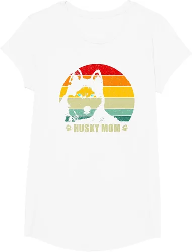 Vista 47 de Husky Mom Retro Dog Lover Mother Siberian Huskies Tee Women T-Shirt Asphalt Grey