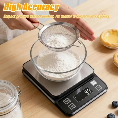 Vista 6 de Báscula de cocina impermeable, báscula de alimentos de 11.0 lbs/11 libras, mide con precisión gramos y onzas para hornear y cocinar, báscula digital