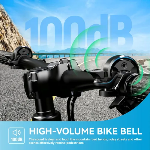 Vista 5 de Greallthy Loud Bike Bell for Adults Kids Fit 0.75-1in Handlebar Negro