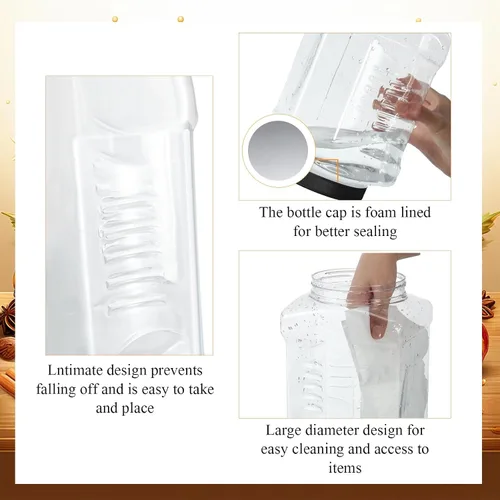 Vista 3 de Ziliny 3 tarros de plástico transparente de 1 galón con tapa, boca ancha, recipientes cuadrados de almacenamiento de alimentos, recipientes