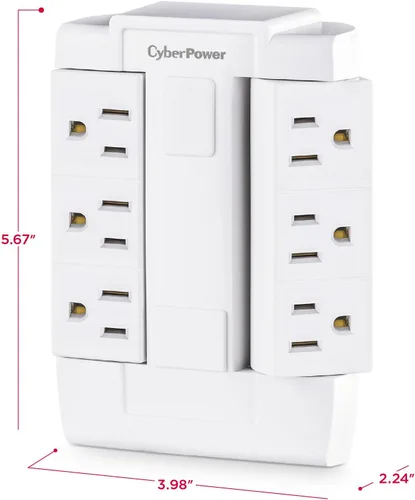 Vista 6 de Tomacorriente para pared CyberPower GT600 con toma a tierra y 6 salidas