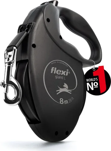 Vista 7 de Flexi - Correa retráctil clásica para perros, mediana, negro neón