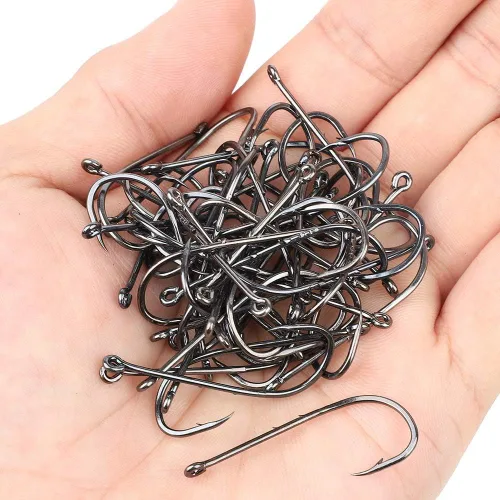 Vista 7 de DONQL Ganchos para cebo, 600 ganchos de pesca de doble púas 3#-12#, kit de anzuelos de pesca con mosca, accesorios de pesca con mosca, ganchos
