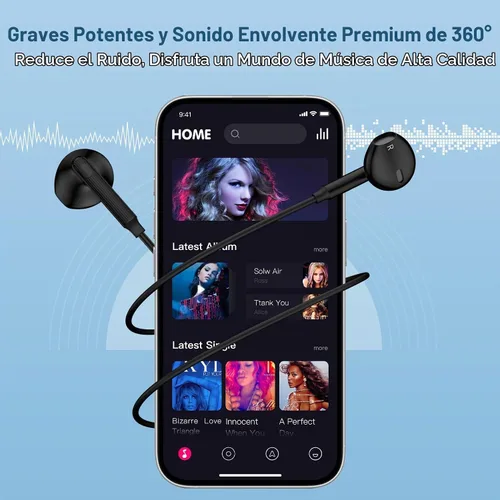 Vista 6 de Auriculares tipo C con cable USB C para Samsung Galaxy A17/A16 5G/S25 FE/S25 Ultra/S25 Plus/S24FE/S23FE/A56/A36/S22, iPhone 17/16e/16 Plus/Pro Max