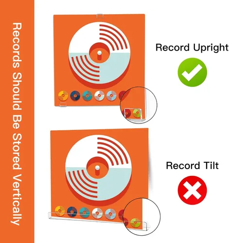 Vista 4 de Kalami - Estante autoadhesivo para discos de vinilo (18 unidades) Estantes acrílicos transparentes para discos sin taladro para portadas