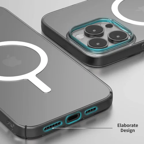 Vista 4 de Sinjimoru Funda transparente para iPhone 14 Plus, ultradelgada, para MagSafe, no amarillea, fuerte, magnética, delgada, transparente, transparente