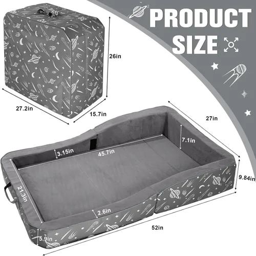 Vista 2 de JOYWOO Cama de suelo para niños pequeños, cama de viaje para niños de 3 a 6 años, camas plegables portátiles para niños pequeños, para el hogar