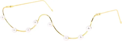 Vista 37 de Naimo Gafas de sol cristalinas brillantes de la mitad del marco de las gafas de sol del Rhinestone Marco de oro con diamantes de imitación