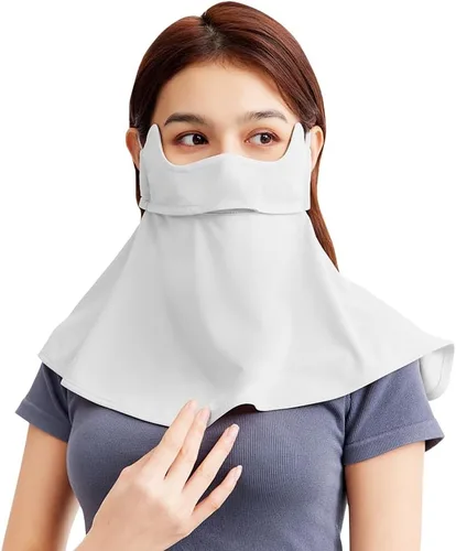 Vista 11 de Polaina para el cuello, bufanda facial UPF 50+, pasamontañas, pañuelos de tela con bucles para las orejas