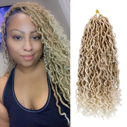 Vista 40 de 8 pulgadas Goddess Faux Locs pelo de ganchillo para mujer negro 7 paquetes de rastas estilo bohemio río para mujeres niños cabello pre rizado