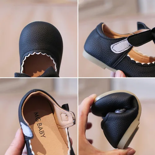 Vista 3 de Peyarlie Zapatos de vestir para niña pequeña, Mary Jane bailarina, zapatos planos para fiesta, escuela, con lazo, boda, princesa