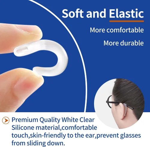 Vista 3 de SooGree Antideslizante para gafas con gancho cómodo de silicona para patillas, retenedor de manga, gafas de sol