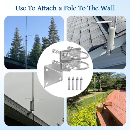 Vista 6 de XRDS-RF - Kit de montaje en poste de antena, soporte de montaje en poste de antena con doble abrazadera de pernos en U, soporte de mordaza en V