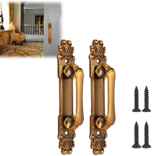 Vista 2 de Haofy Manija de puerta de estilo europeo, manijas de armario antiguas Manijas de puerta deslizante de metal para accesorios de armario de cajones