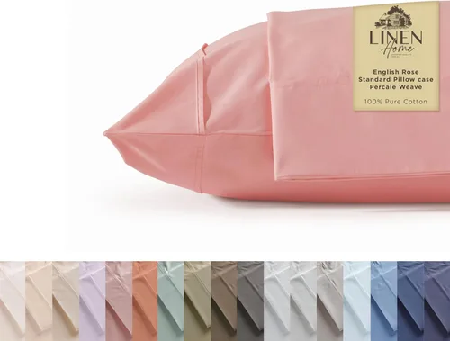 Vista 49 de Fundas de almohada 100% algodón percal con encaje fluer tamaño Queen/estándar, color blanco, 2 piezas de fundas de almohada, ropa de cama fuerte