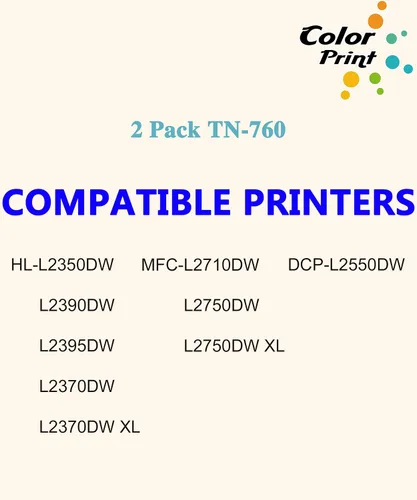 Vista 3 de Cartucho de tóner compatible TN 760 de repuesto para Brother TN760 TN-760 TN730 TN770 para DCP-L2550DW HL-L2350DW HL-L2390DW HL-L2395DW HL-L2370DWXL