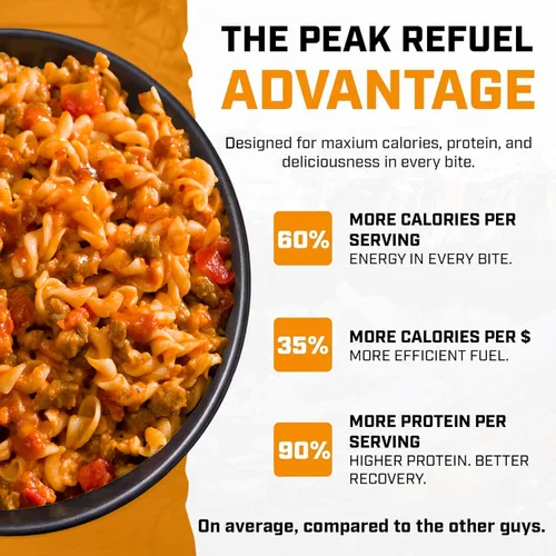 Vista 8 de Peak Refuel Pasta de ternera Marinara Comidas liofilizadas, 1.73 oz