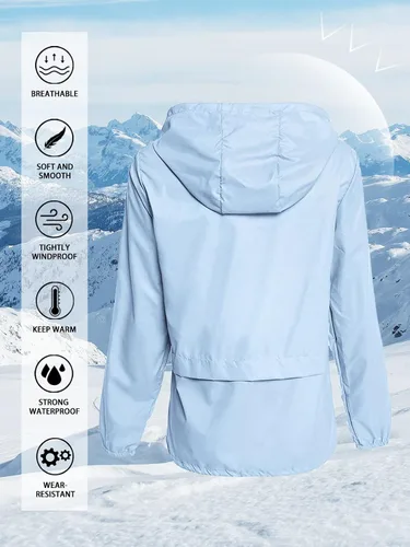 Vista 5 de Komorebi Chubasqueros impermeables para mujer, talla grande, ligeros, plegables, con capucha, para exteriores