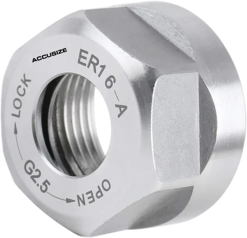 Vista 5 de Accusize Industrial Tools Tuerca hexagonal ER16-A, equilibrada a 18,000 RPM en G2.5, ER16-ANUT M22×1.5, Balanced to 18,000 RPM, HRC 50-52, Alloy
